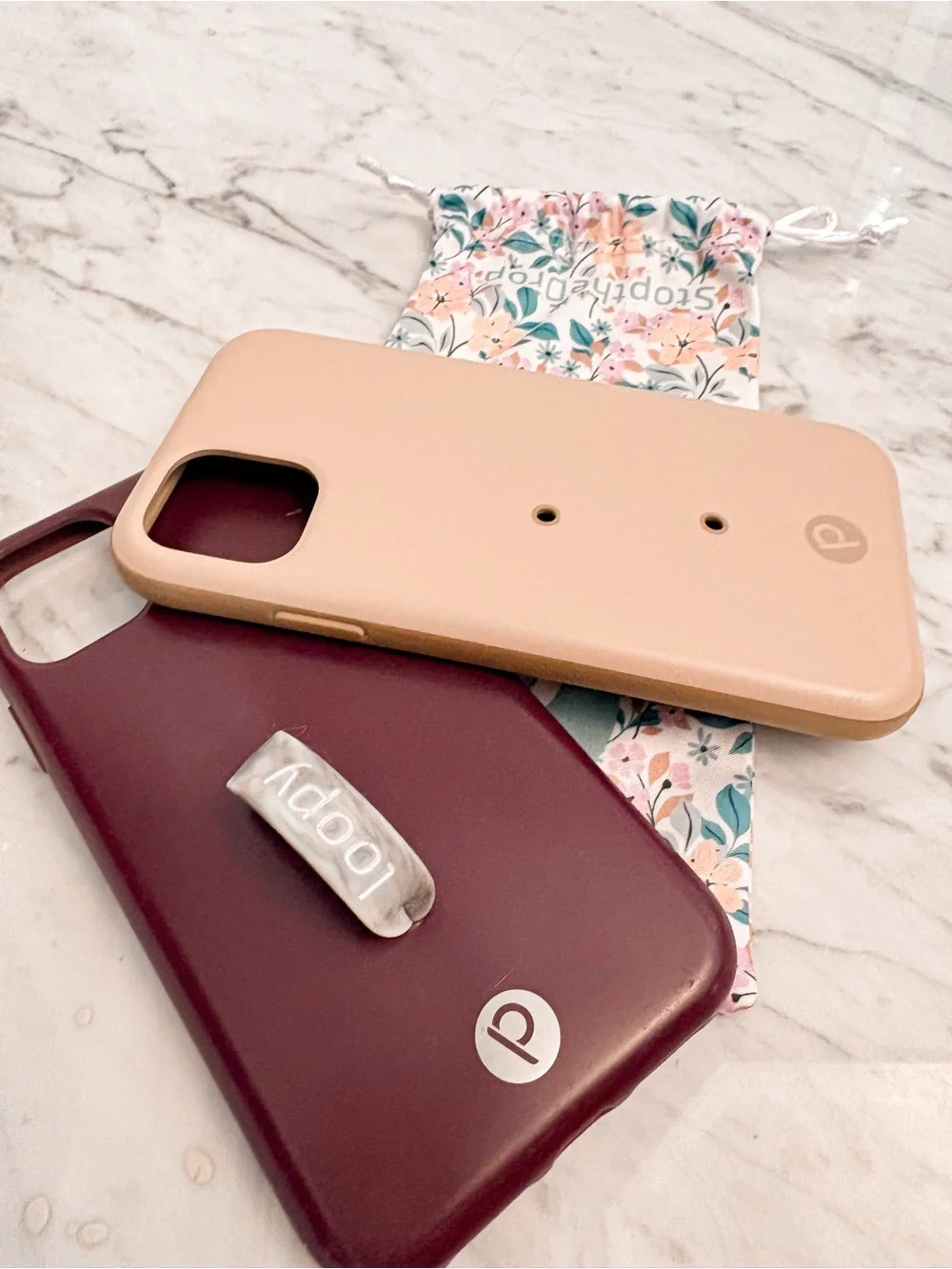 Loopy 2 Cases Neutral Beige and Deep Burgundy two Phone Cases - iPhone 11